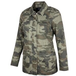 Hippie Laundry Field Jacket Womens Small Green Camo Utility Military Streetwear